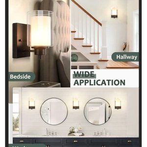 2 Pack Bath Vanity Light Fixture Modern Indoor Wall Scone Lighting Black